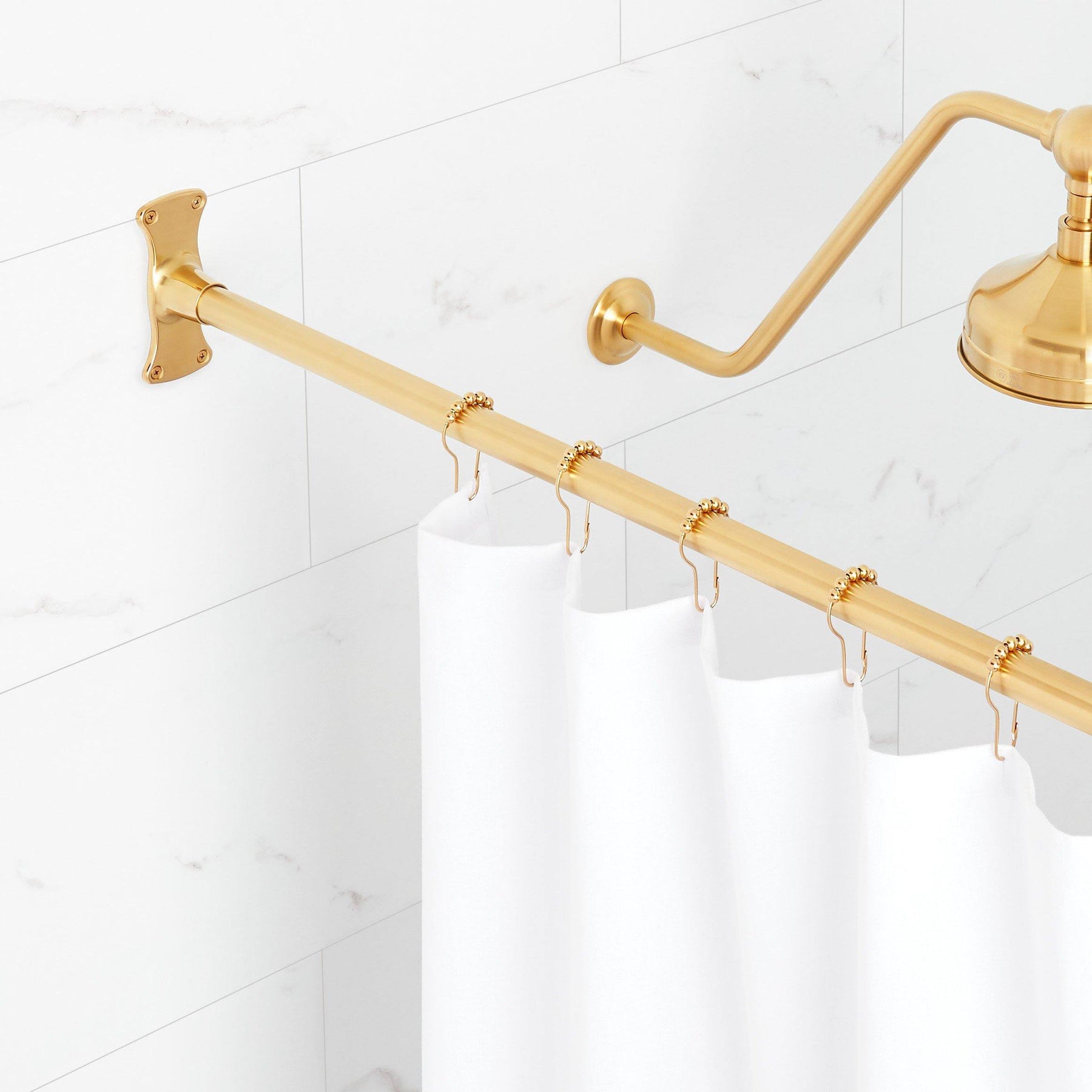 72" Brass Straight Shower Curtain Rod Signature Hardware Finish: Brushed Gold